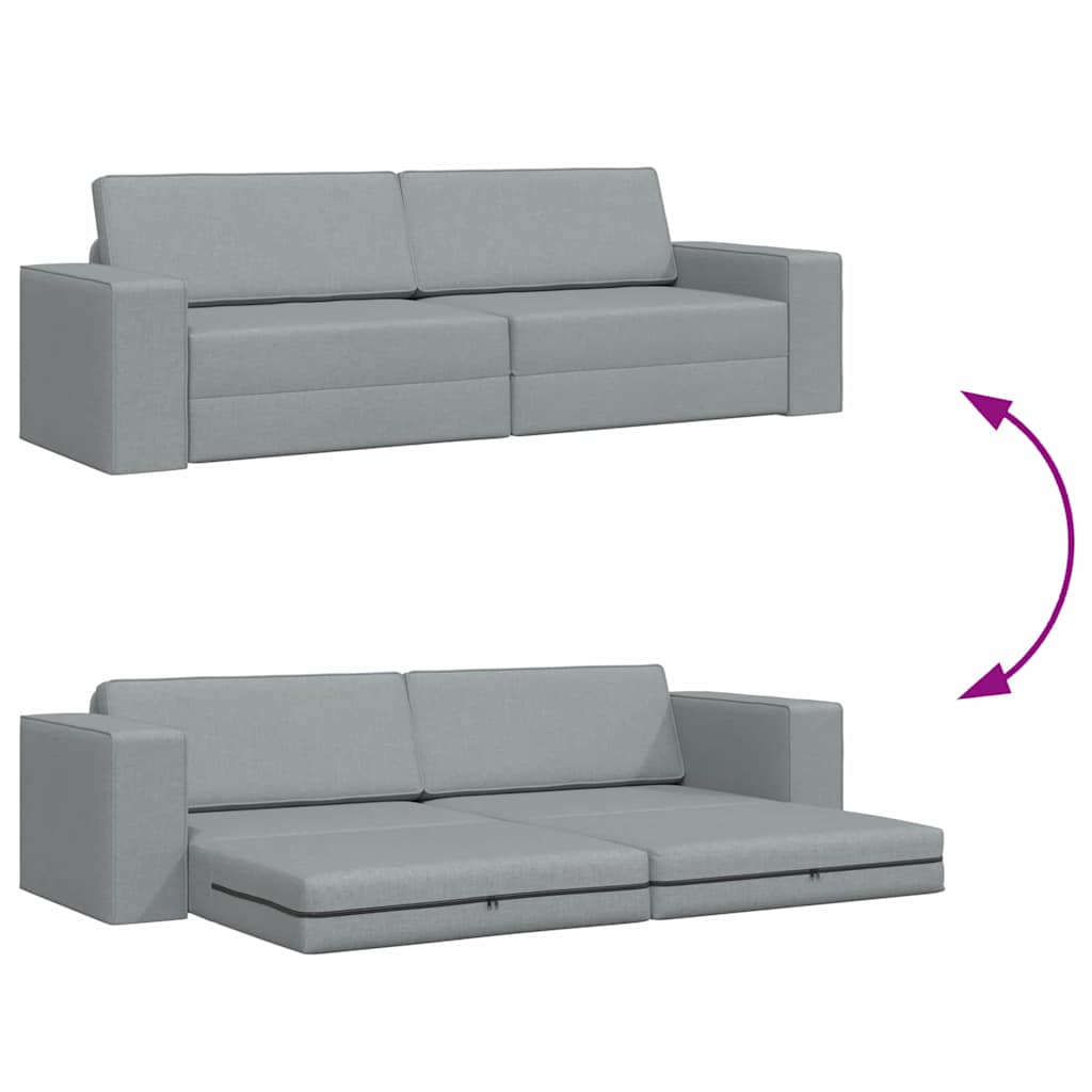 Sofá-cama de chão Cinzento-claro 245 x 78 x 77 cm tecido