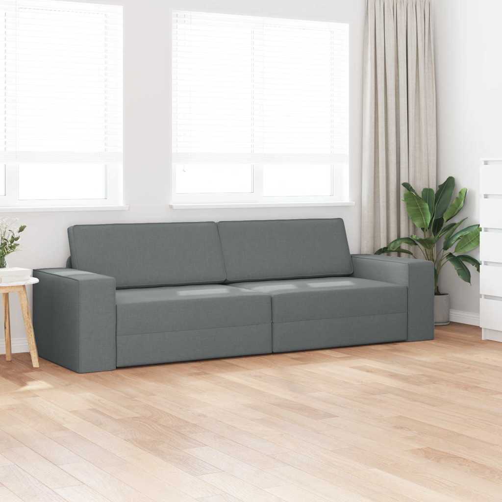 Sofá-cama de chão Cinza Escuro 245 x 78 x 77 cm tecido