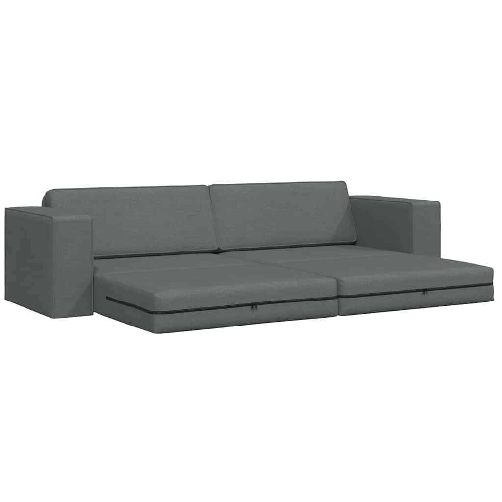 Sofá-cama de chão Cinza Escuro 245 x 78 x 77 cm tecido