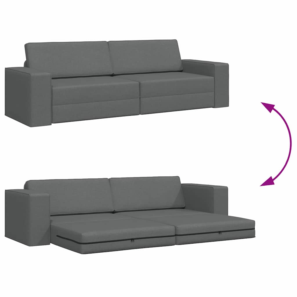 Sofá-cama de chão Cinza Escuro 245 x 78 x 77 cm tecido