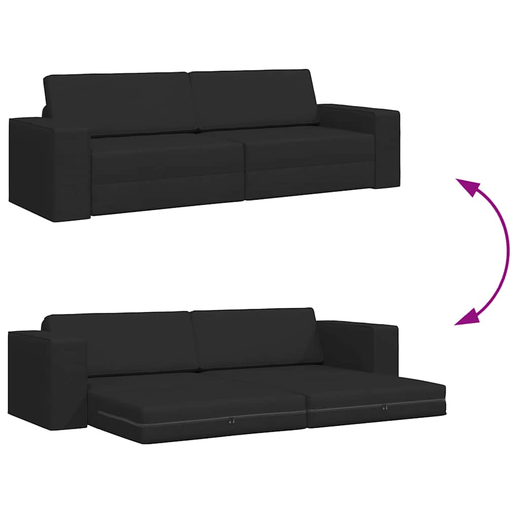 Sofá-cama de chão Preto 245 x 78 x 77 cm tecido