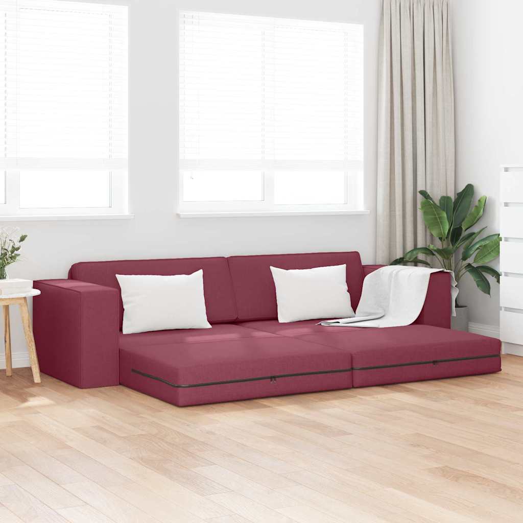 Sofá-cama de chão vermelho tinto 245 x 78 x 77 cm tecido