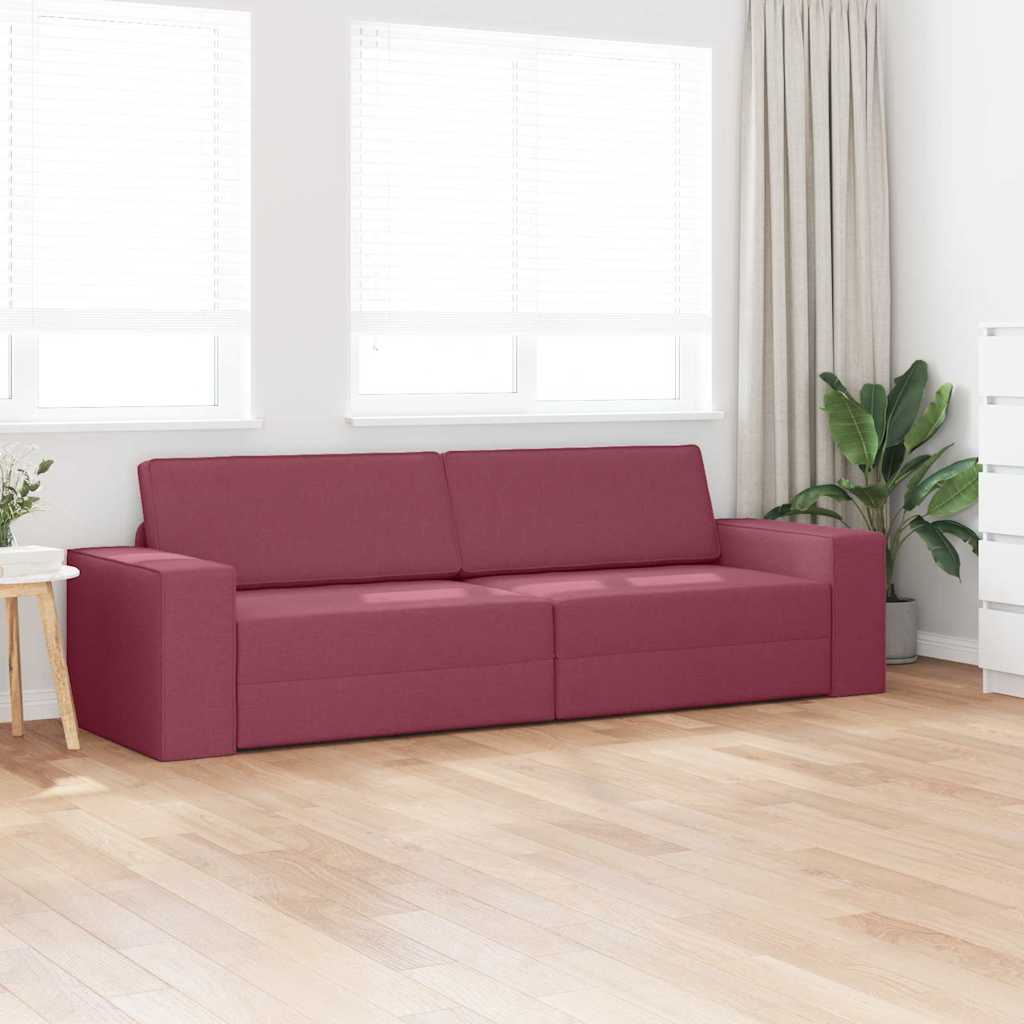 Sofá-cama de chão vermelho tinto 245 x 78 x 77 cm tecido