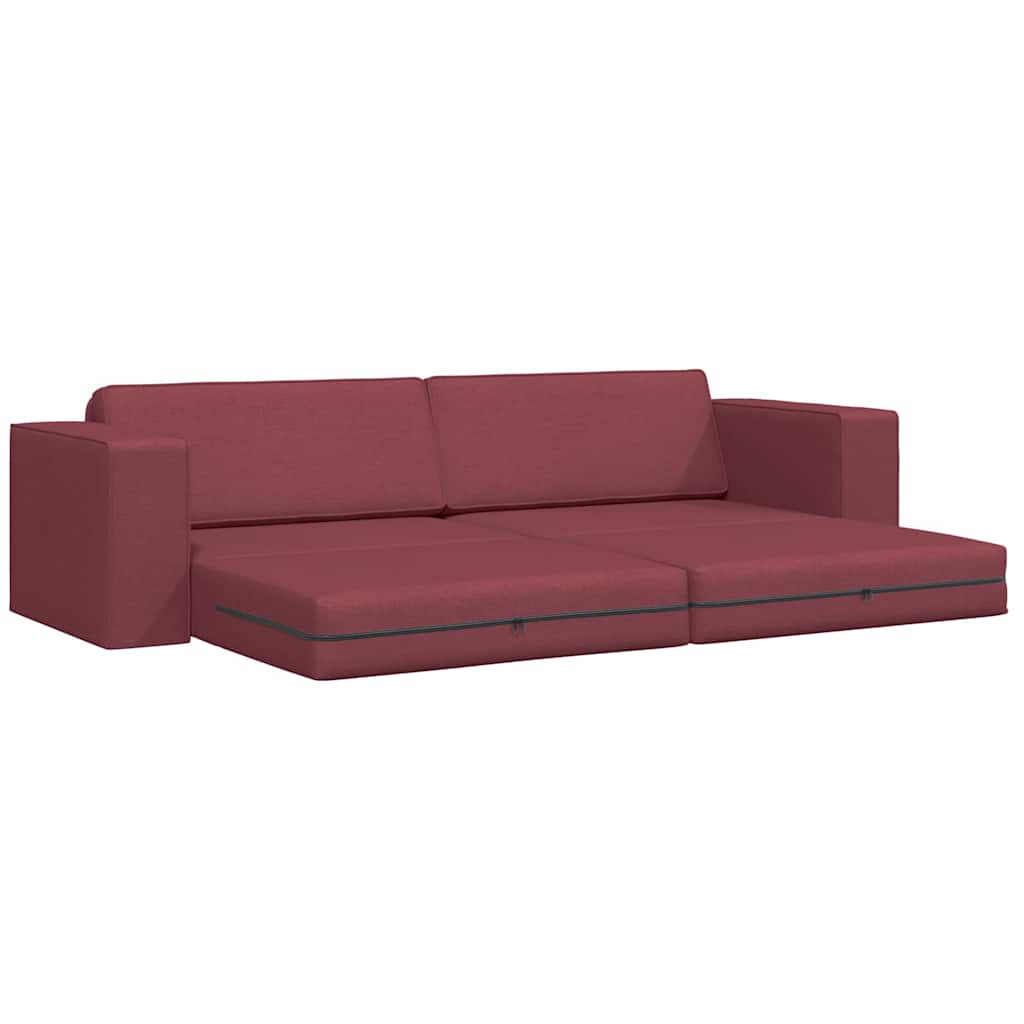 Sofá-cama de chão vermelho tinto 245 x 78 x 77 cm tecido