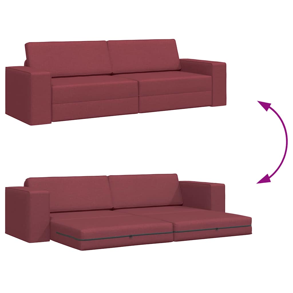 Sofá-cama de chão vermelho tinto 245 x 78 x 77 cm tecido