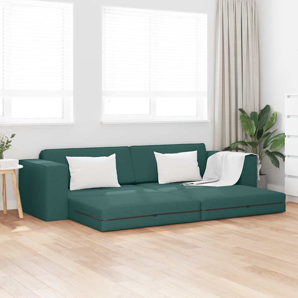 Sofá-cama de chão Verde-escuro 245 x 78 x 77 cm tecido
