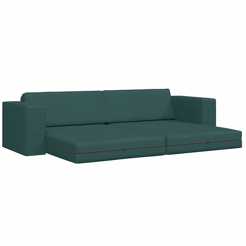 Sofá-cama de chão Verde-escuro 245 x 78 x 77 cm tecido
