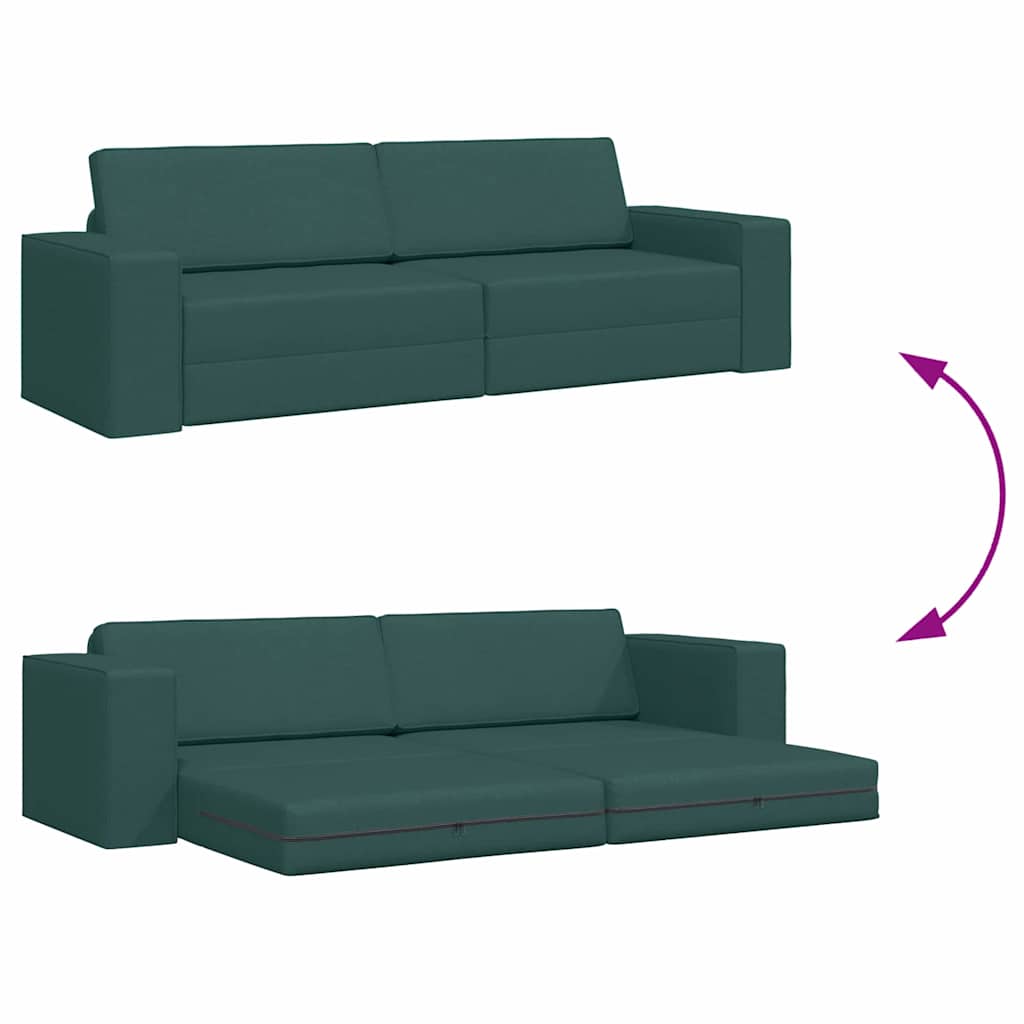Sofá-cama de chão Verde-escuro 245 x 78 x 77 cm tecido