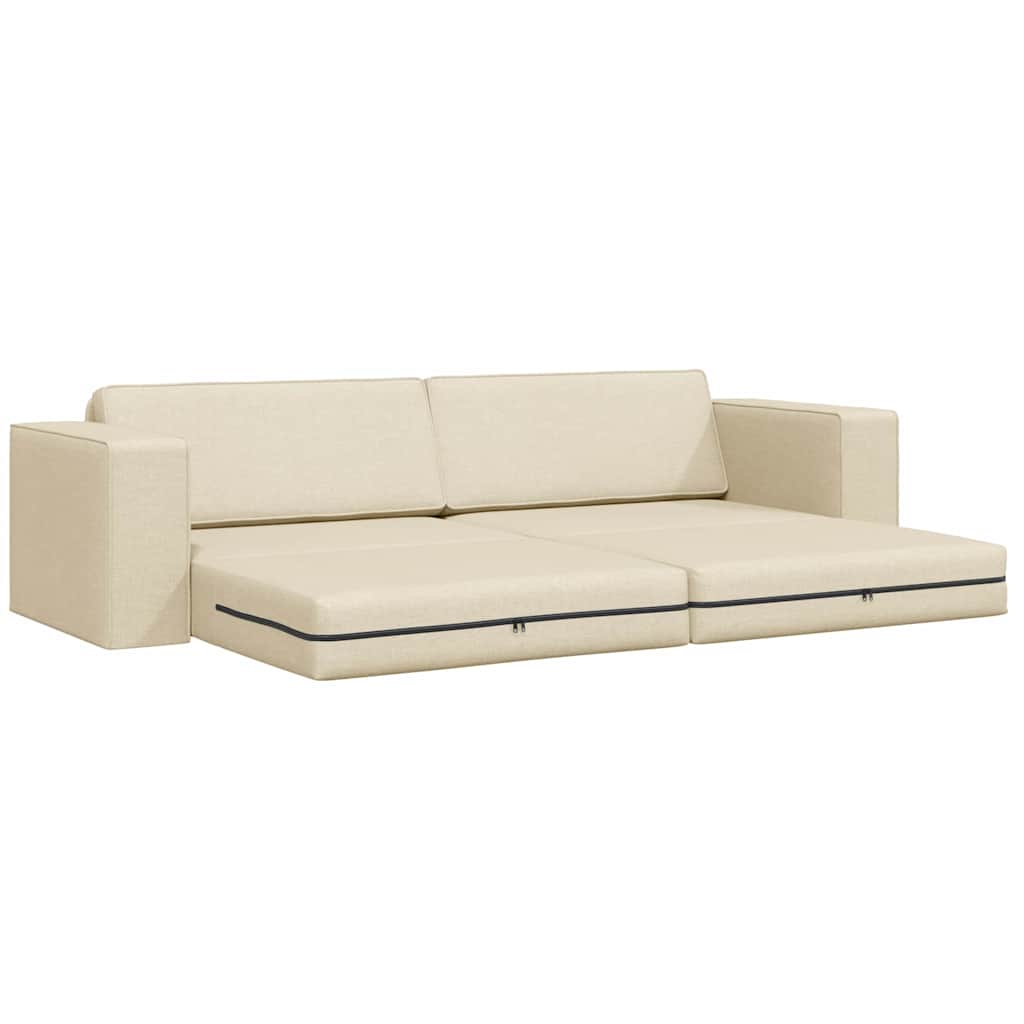 Sofá-cama Creme 245 x 78 x 77 cm tecido
