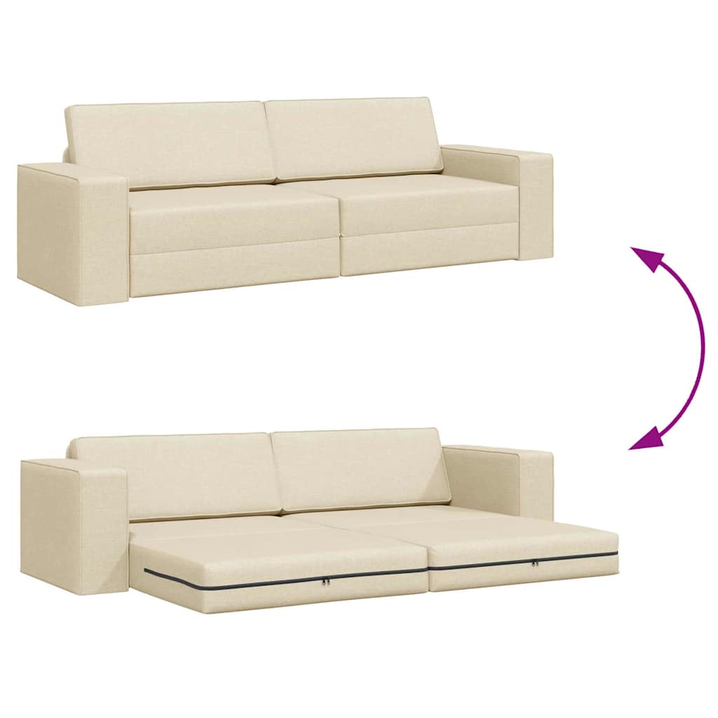 Sofá-cama Creme 245 x 78 x 77 cm tecido