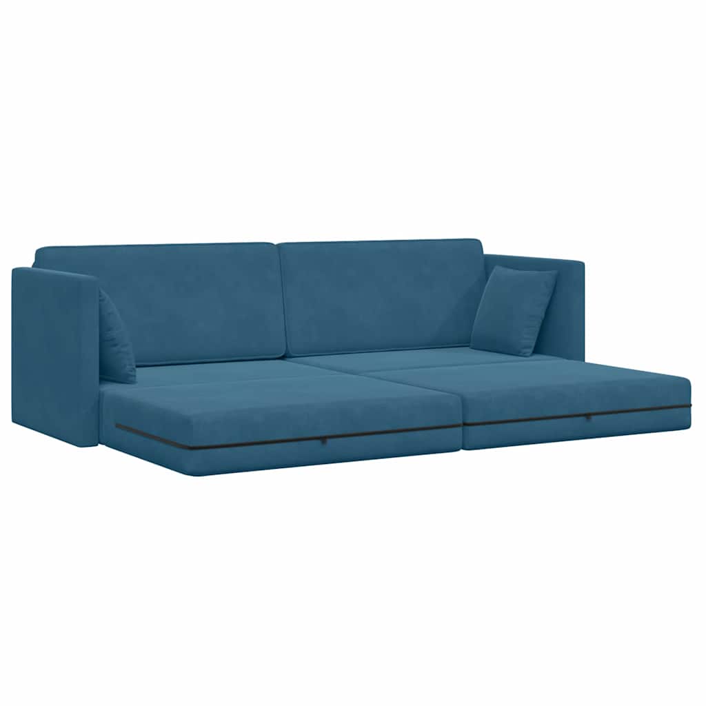 Sofá-Cama Azul 213 x 70 x 77 cm Veludo