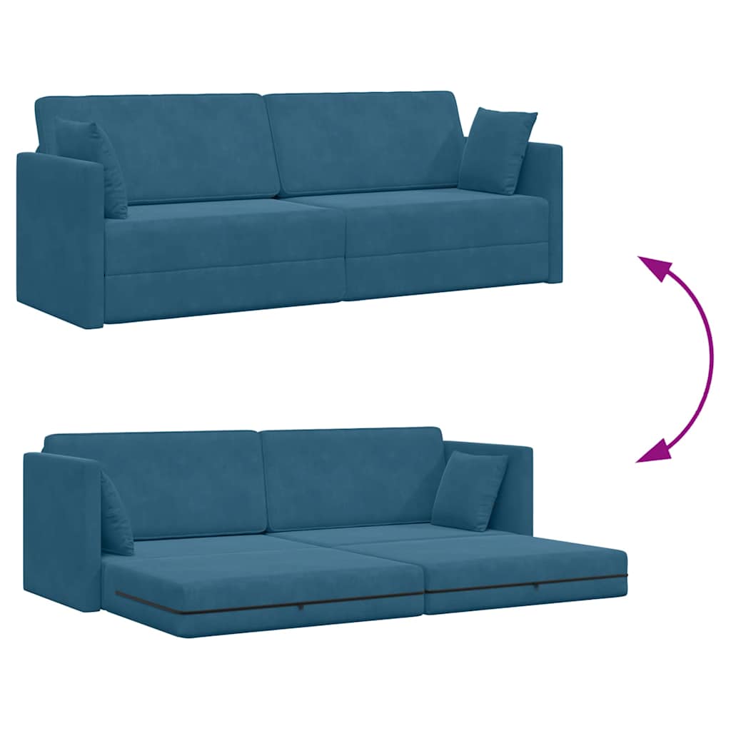 Sofá-Cama Azul 213 x 70 x 77 cm Veludo