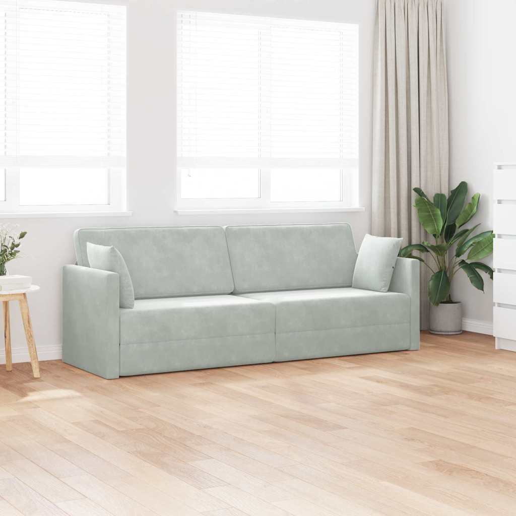 Sofá-Cama Cinzento-claro 213 x 70 x 77 cm Veludo
