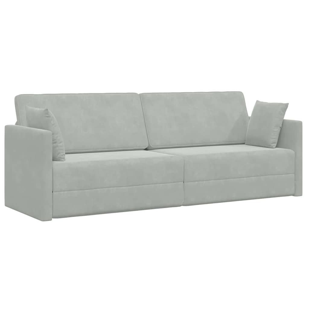 Sofá-Cama Cinzento-claro 213 x 70 x 77 cm Veludo