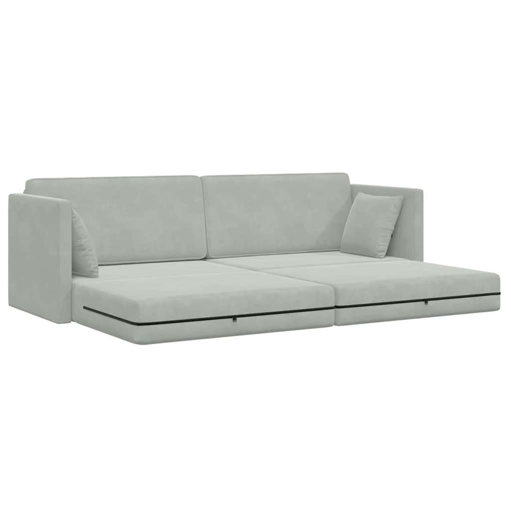 Sofá-Cama Cinzento-claro 213 x 70 x 77 cm Veludo