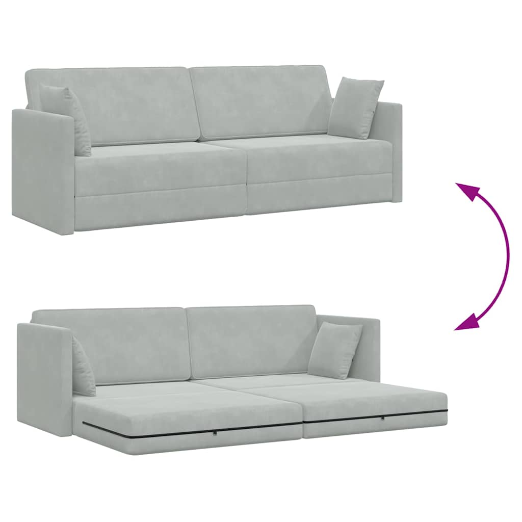 Sofá-Cama Cinzento-claro 213 x 70 x 77 cm Veludo