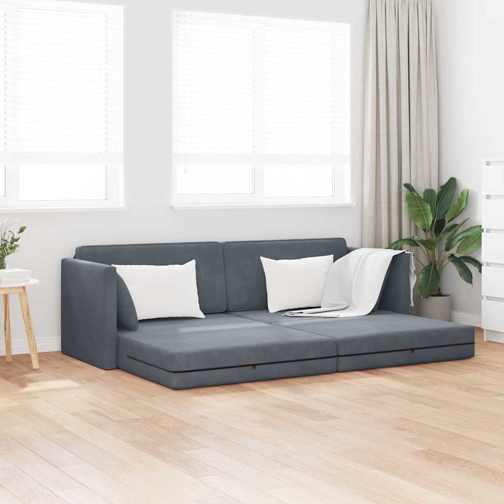 Sofá-Cama Cinza Escuro 213 x 70 x 77 cm Veludo