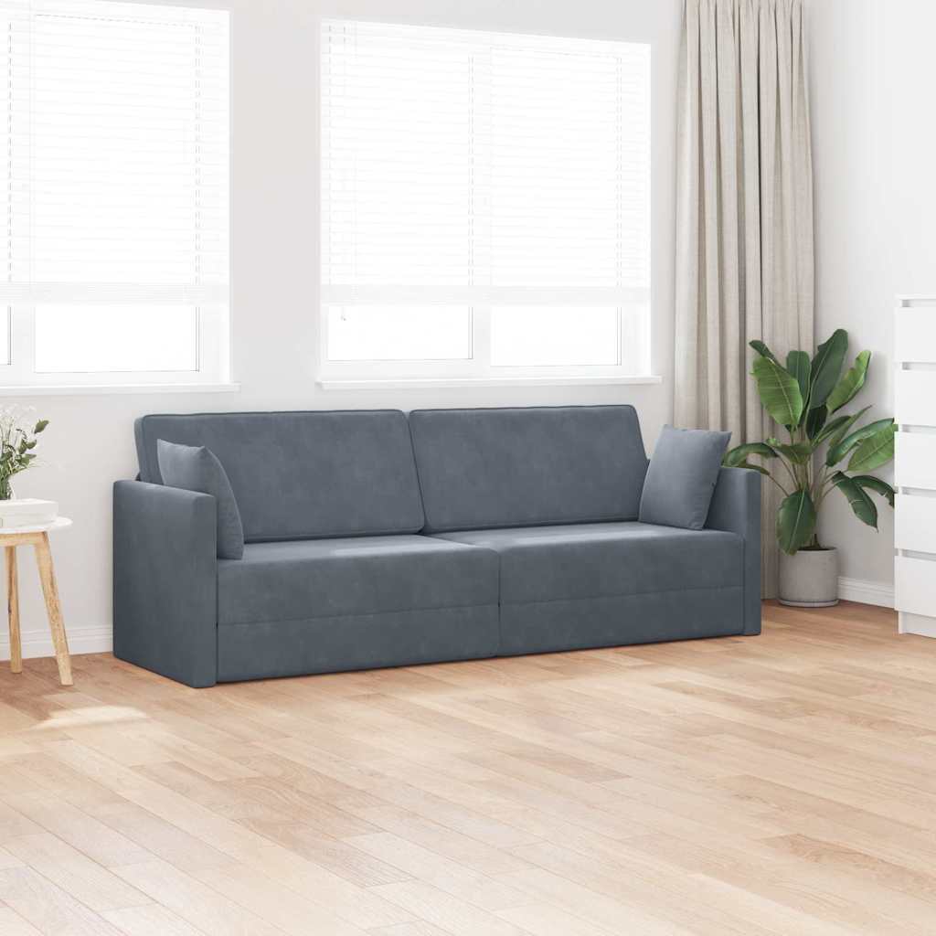Sofá-Cama Cinza Escuro 213 x 70 x 77 cm Veludo
