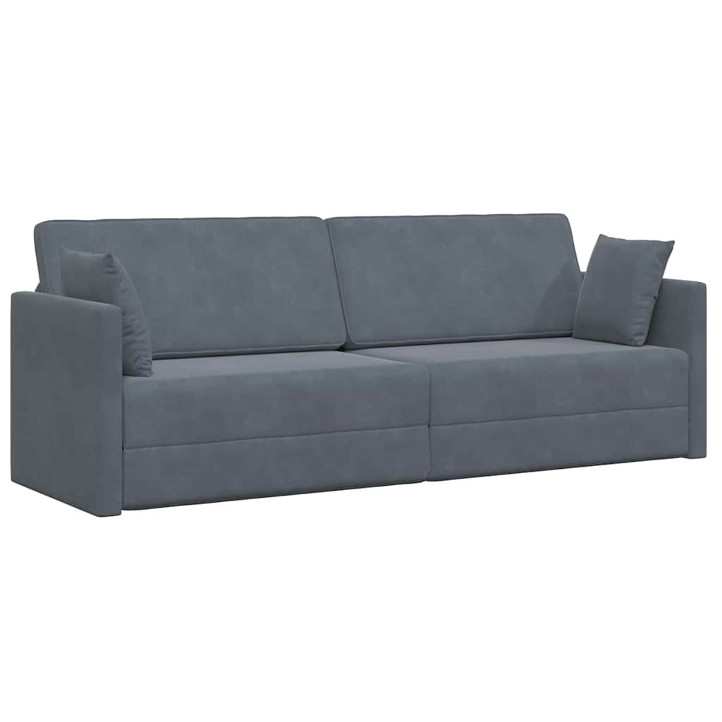 Sofá-Cama Cinza Escuro 213 x 70 x 77 cm Veludo