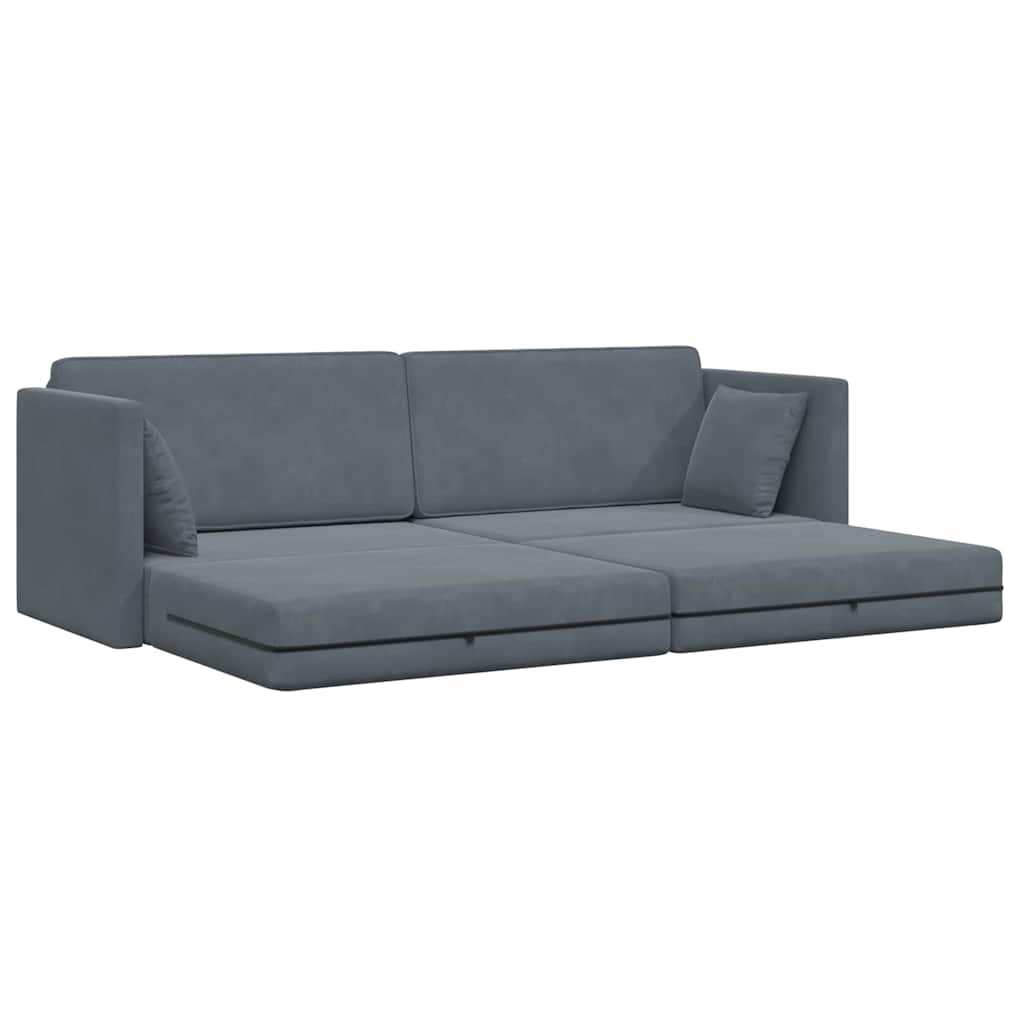 Sofá-Cama Cinza Escuro 213 x 70 x 77 cm Veludo