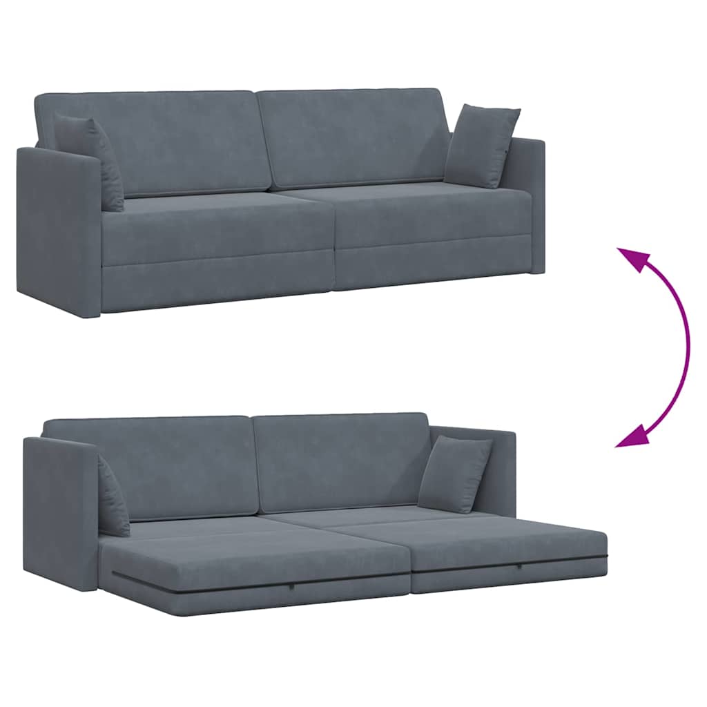 Sofá-Cama Cinza Escuro 213 x 70 x 77 cm Veludo