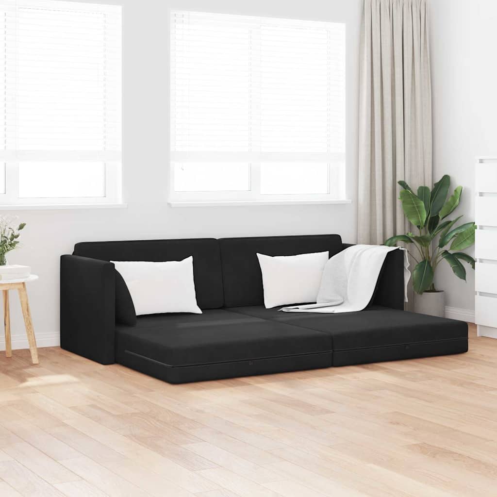 Sofá-Cama Preto 213 x 70 x 77 cm Veludo