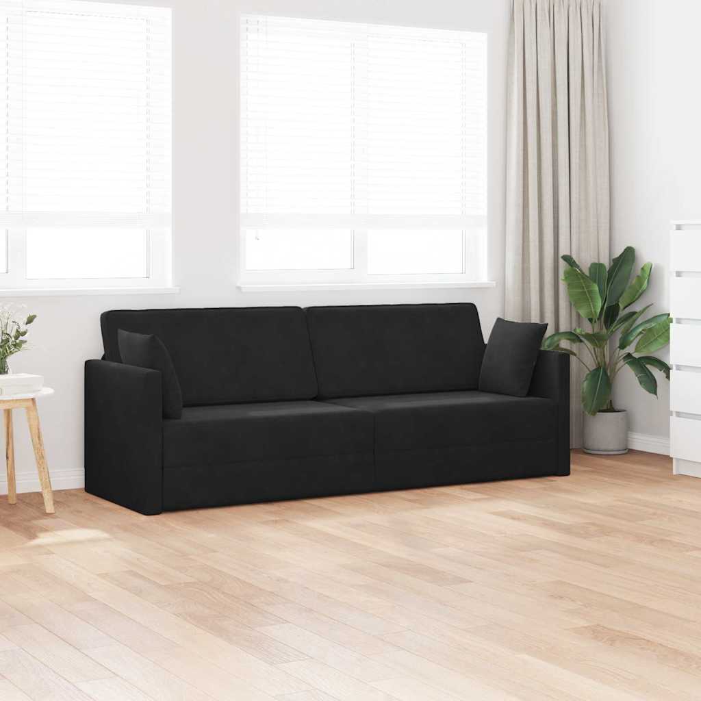 Sofá-Cama Preto 213 x 70 x 77 cm Veludo