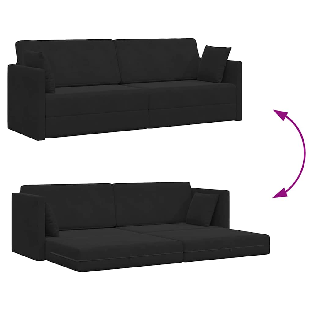 Sofá-Cama Preto 213 x 70 x 77 cm Veludo