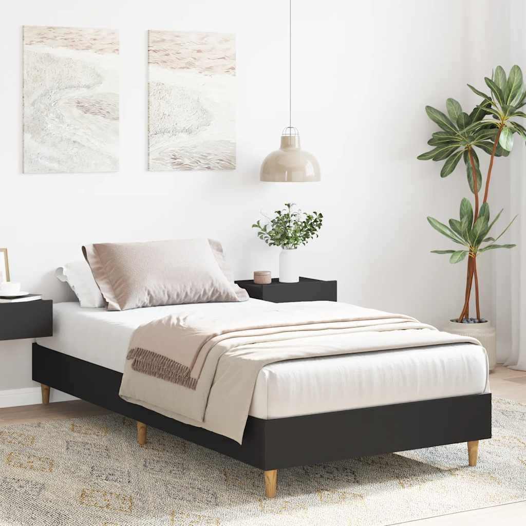 Estrutura cama s/ colchão 90x200 cm derivados de madeira preto