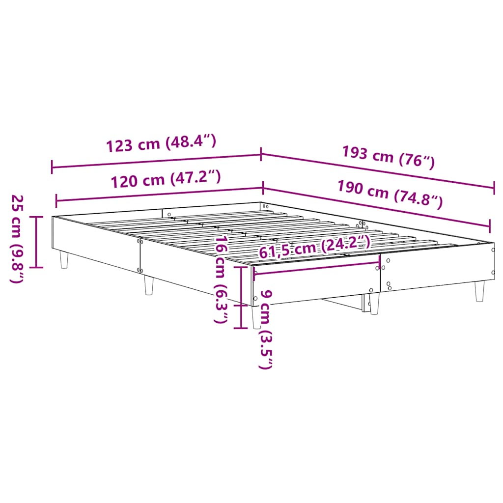Estrutura de cama sem colchão 120x190 cm preto