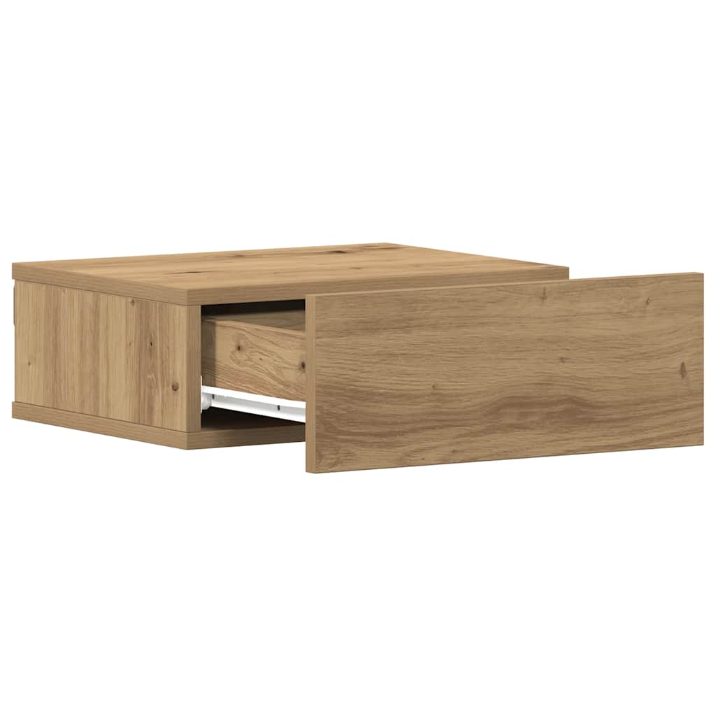 Mesa de cabeceira flutuante em carvalho artesanal 40x32x15 cm