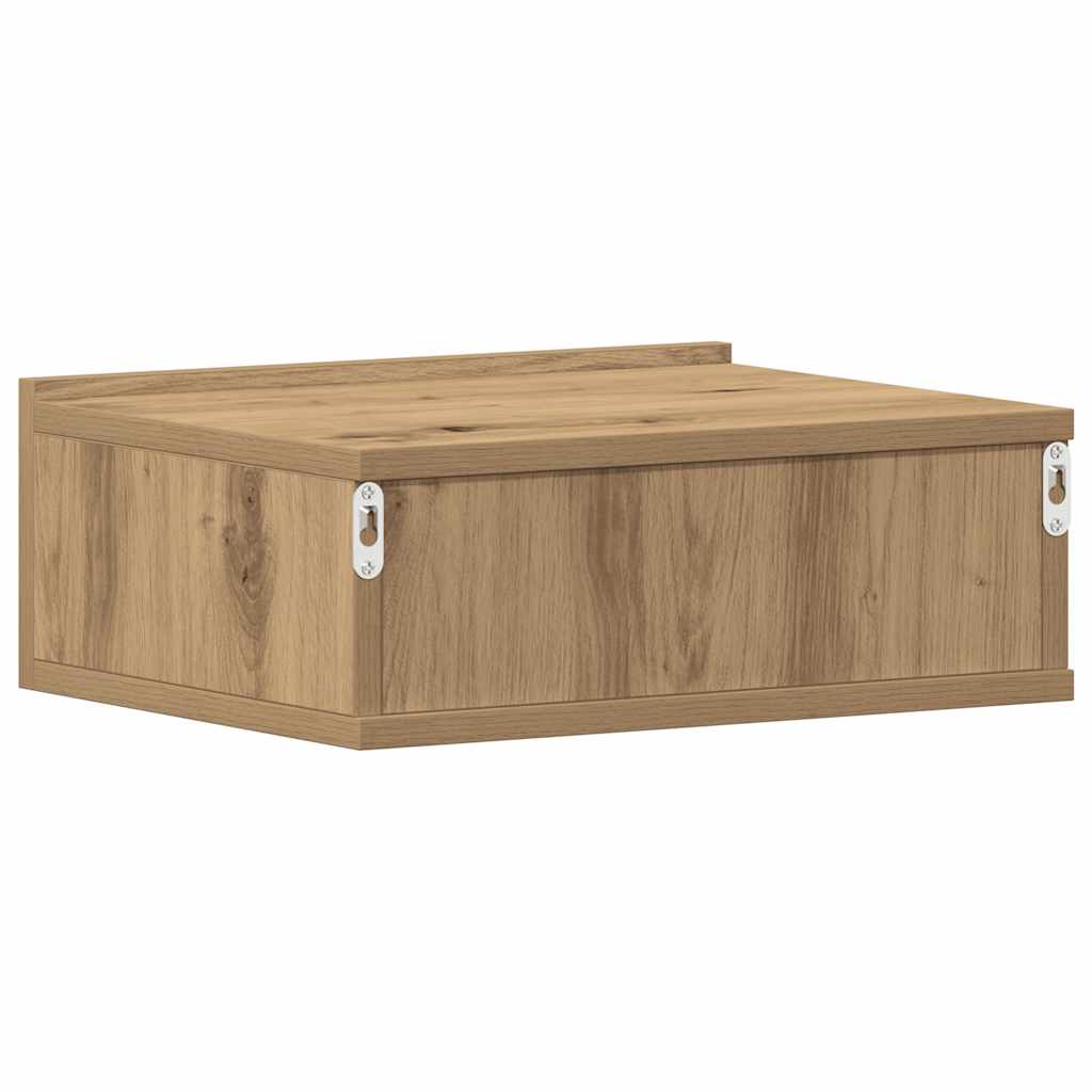 Mesa de cabeceira flutuante em carvalho artesanal 40x32x15 cm