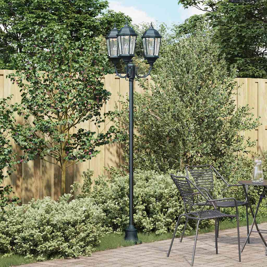 Poste de Luz de Jardim Verde-escuro Alumínio e Vidro