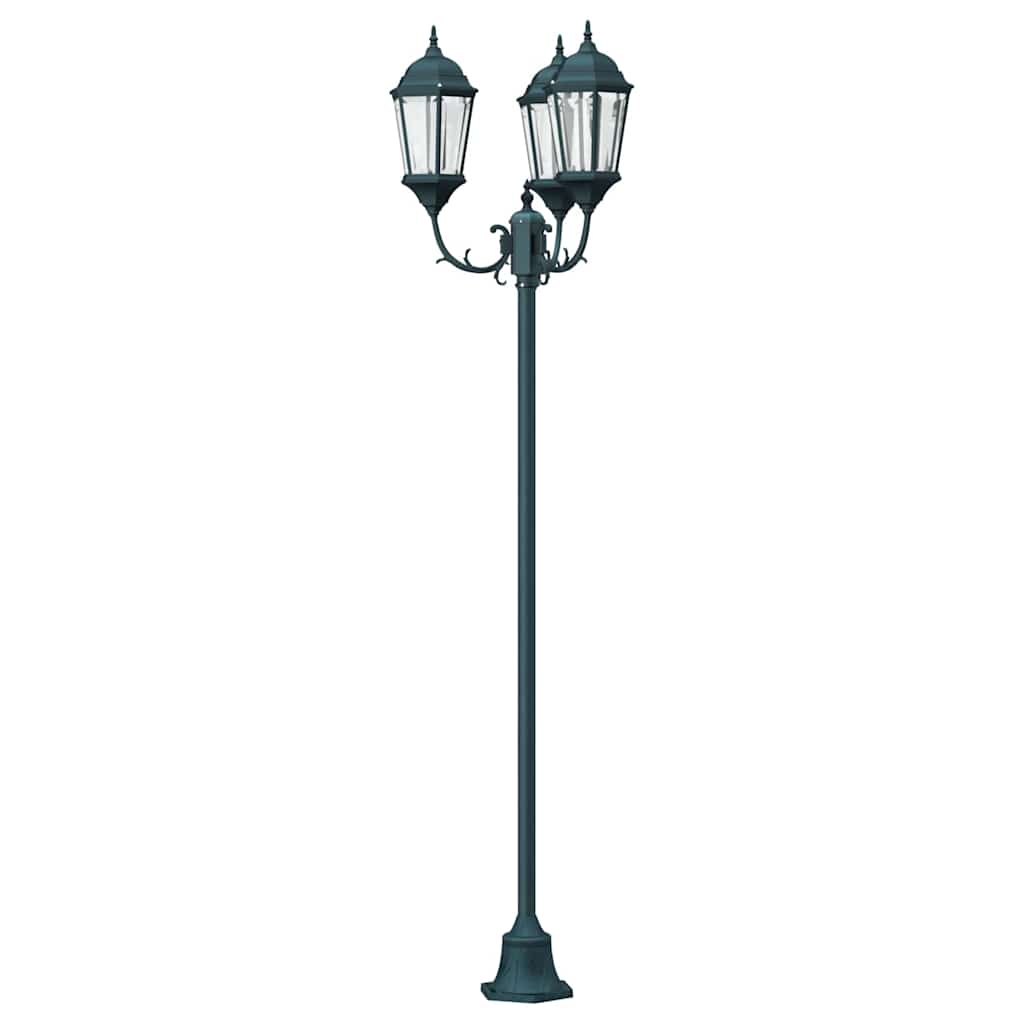 Poste de Luz de Jardim Verde-escuro Alumínio e Vidro