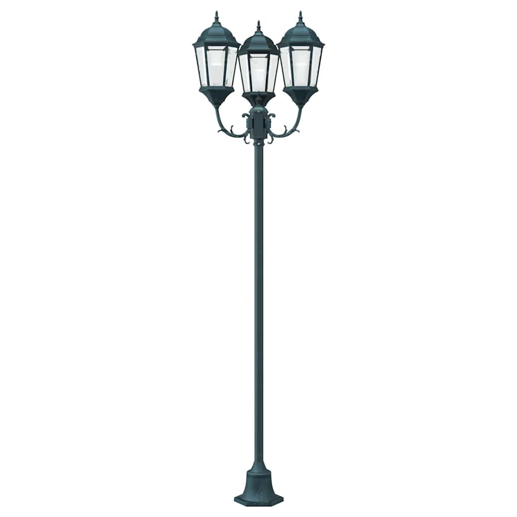 Poste de Luz de Jardim Verde-escuro Alumínio e Vidro