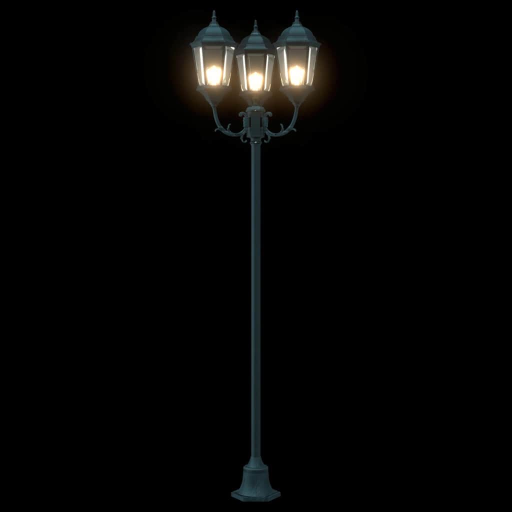 Poste de Luz de Jardim Verde-escuro Alumínio e Vidro
