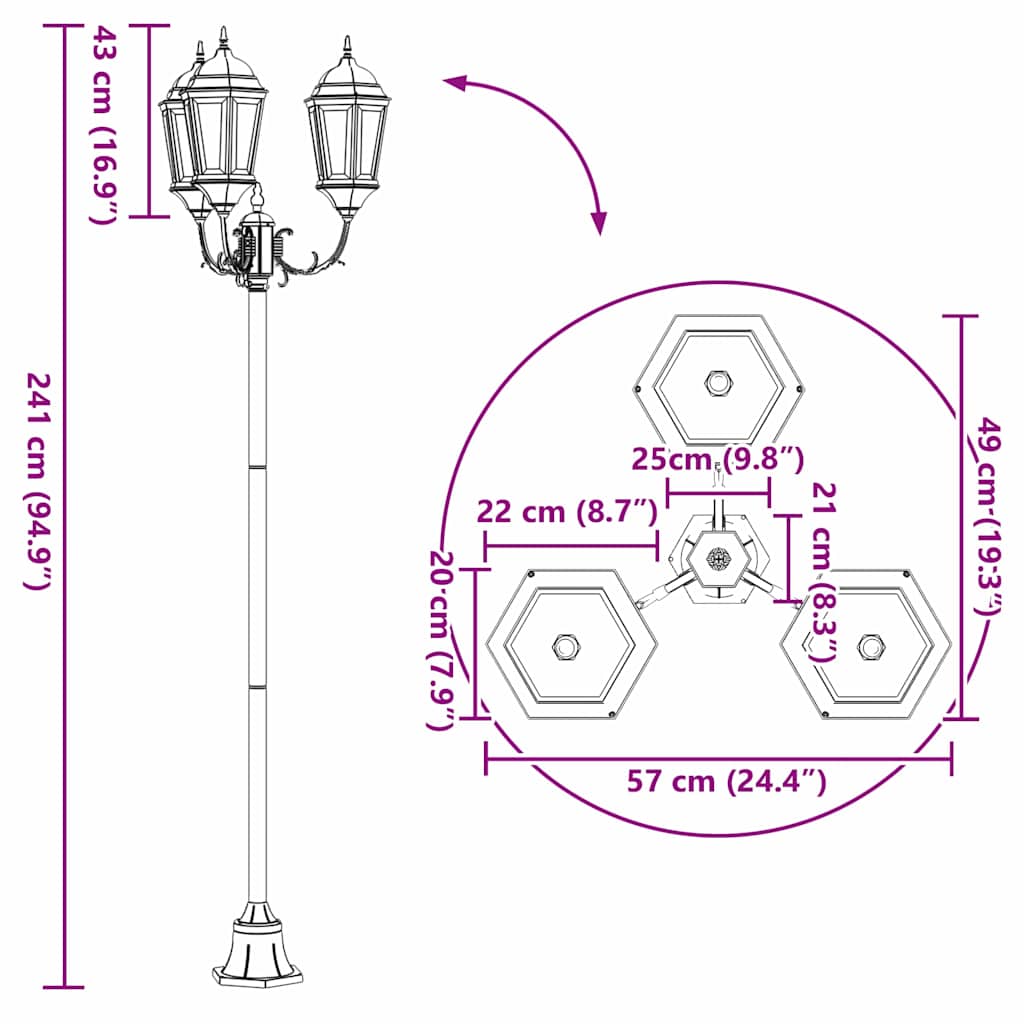 Poste de Luz de Jardim Verde-escuro Alumínio e Vidro