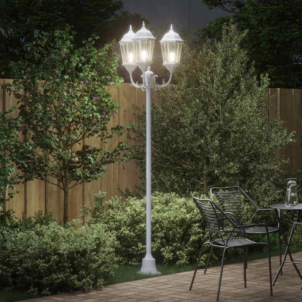 Poste de Luz de Jardim Branco Alumínio e Vidro