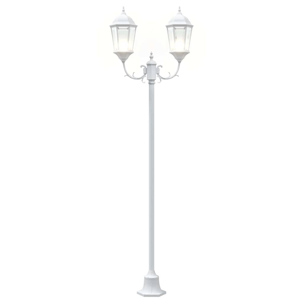 Poste de Luz de Jardim Branco Alumínio e Vidro
