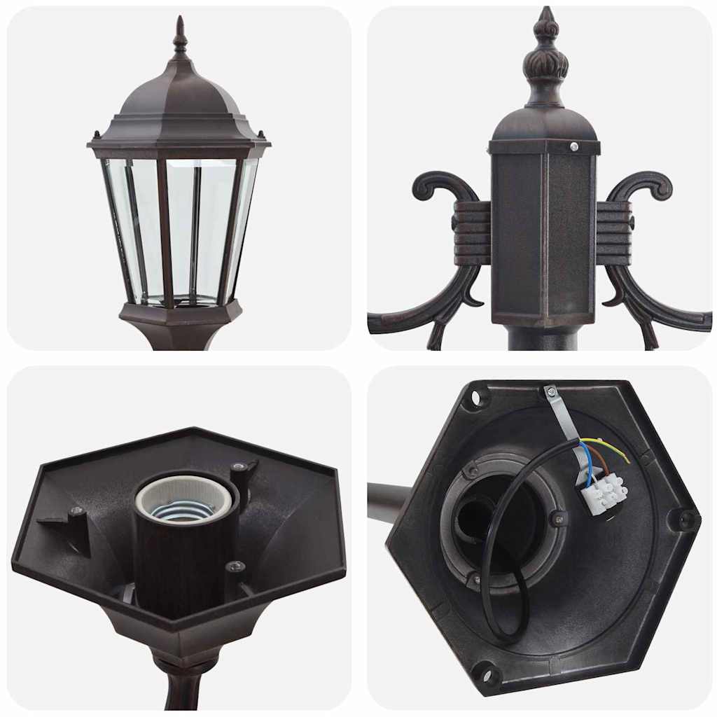 Poste de Luz de Jardim Bronze Alumínio e Vidro