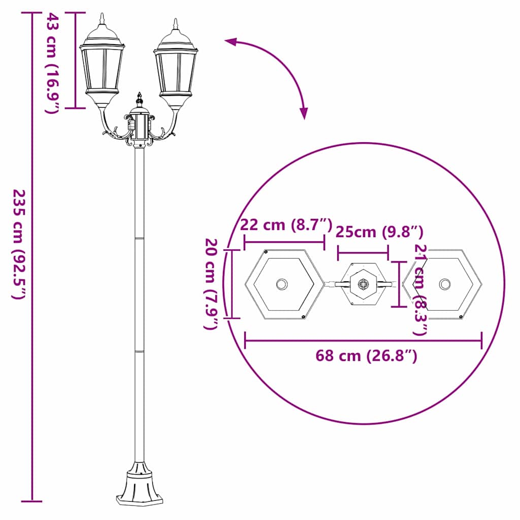 Poste de Luz de Jardim Bronze Alumínio e Vidro