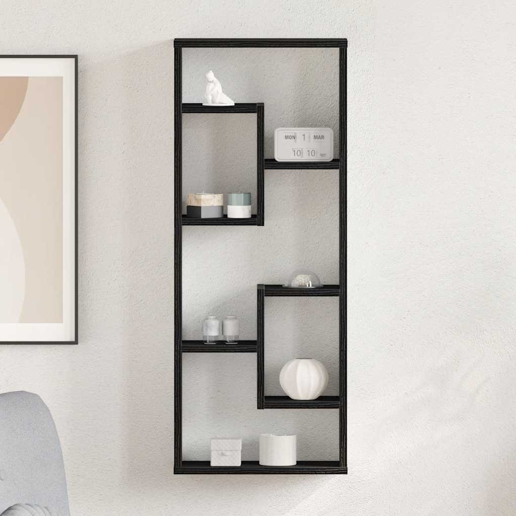 Prateleira de parede carvalho preto 36x16x90 cm madeira projetada
