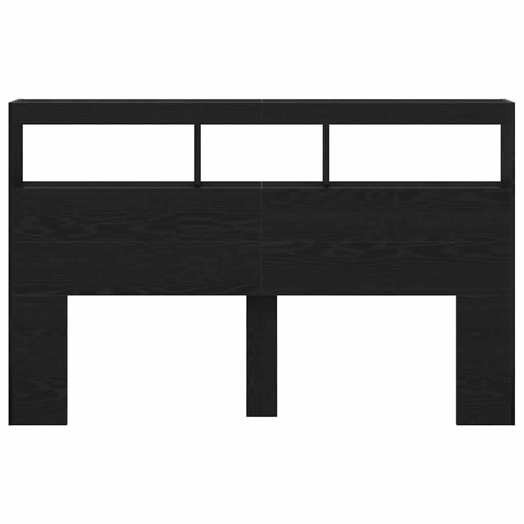 Armário cabeceira c/ luzes LED 160x17x102 cm carvalho preto