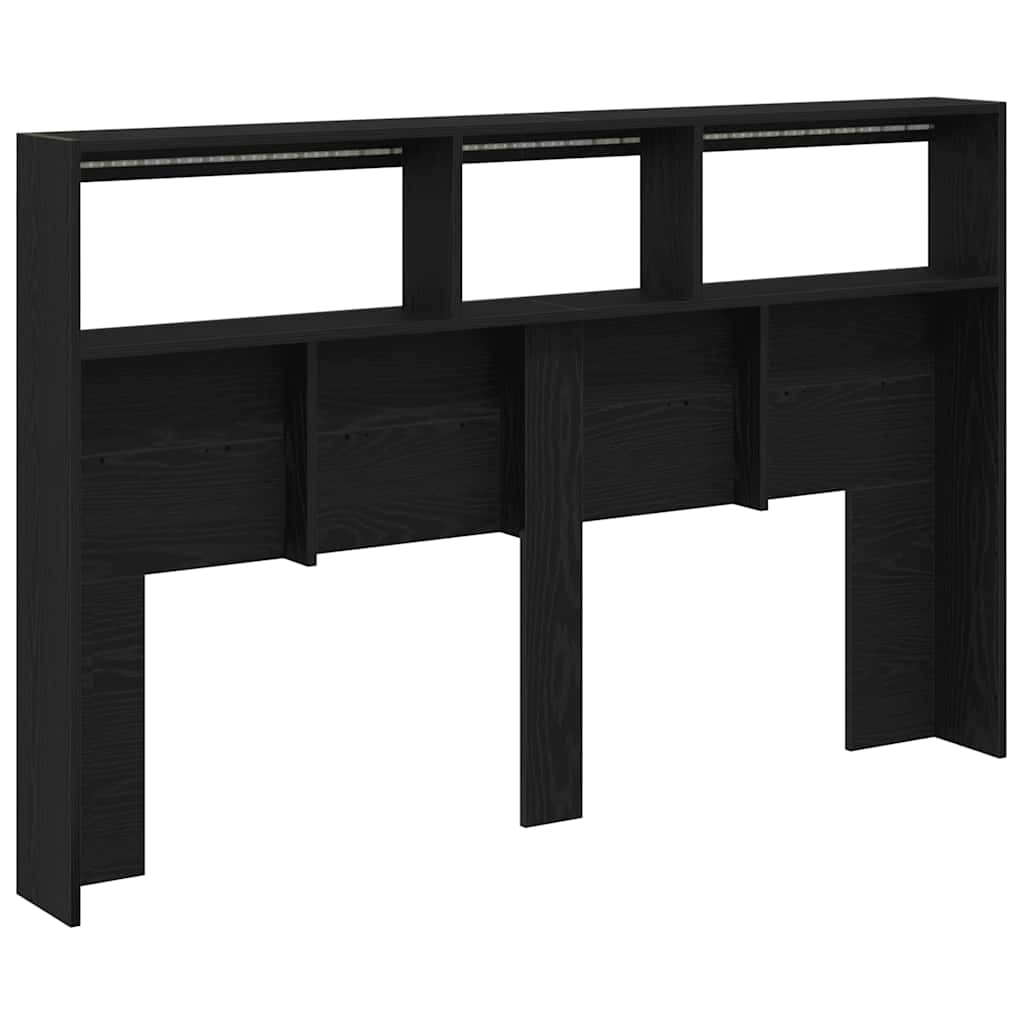Armário cabeceira c/ luzes LED 160x17x102 cm carvalho preto