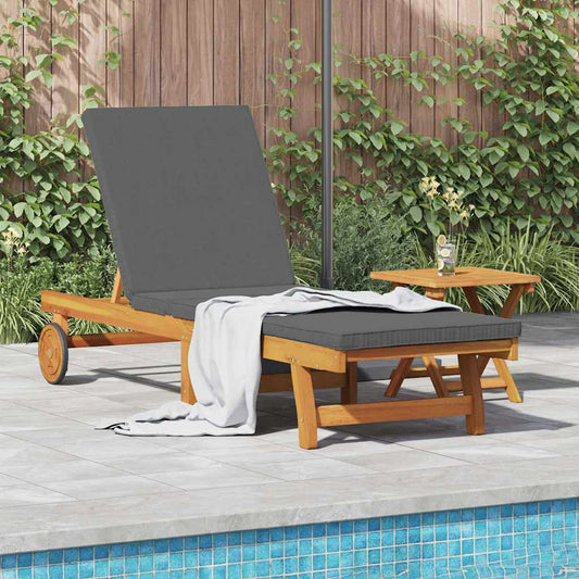 Espreguiçadeira com almofada 1-pessoa Castanho 63 x 199 x 85cm