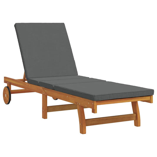 Espreguiçadeira com almofada 1-pessoa Castanho 63 x 199 x 85cm