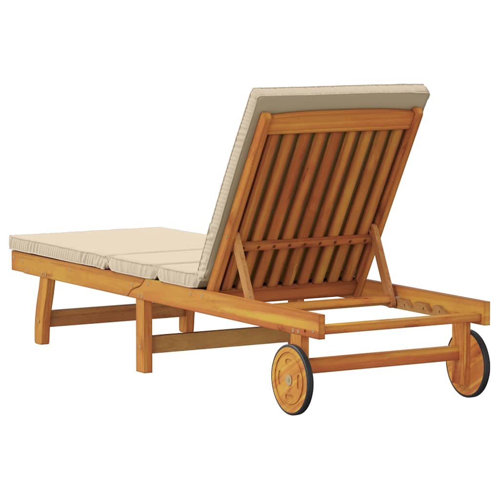 Espreguiçadeira com almofada 1-pessoa Castanho 63 x 199 x 85cm