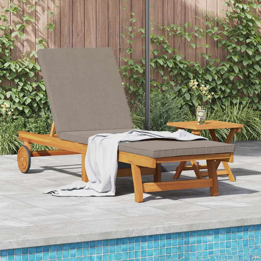 Espreguiçadeira com almofada 1-pessoa Castanho 63 x 199 x 85cm