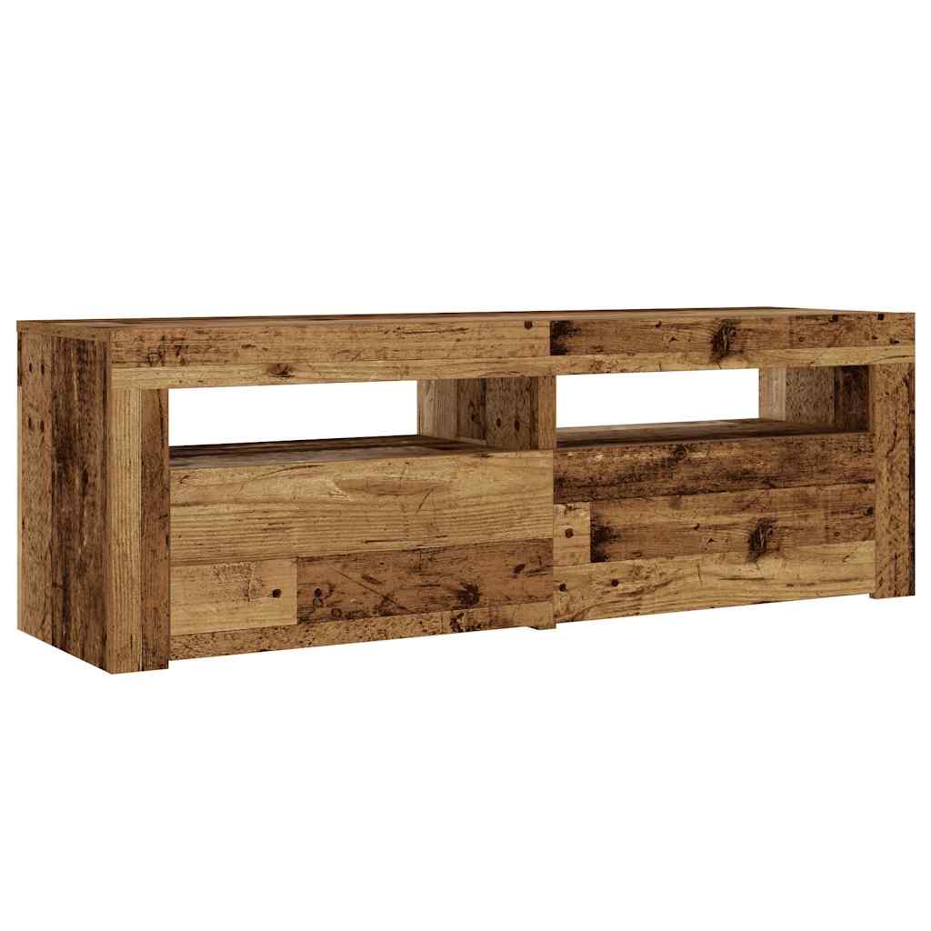 Mesas cabeceira c/ luzes LED 2 pcs 60x35x40 cm madeira velha