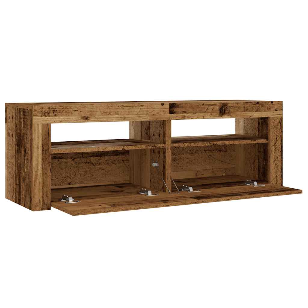 Mesas cabeceira c/ luzes LED 2 pcs 60x35x40 cm madeira velha